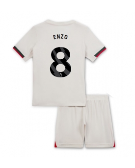 Billige Fotballdrakt Chelsea Enzo Fernandez #8 Replika Bortedraktsett Barn 2025-26 Kortermet (med bukser)